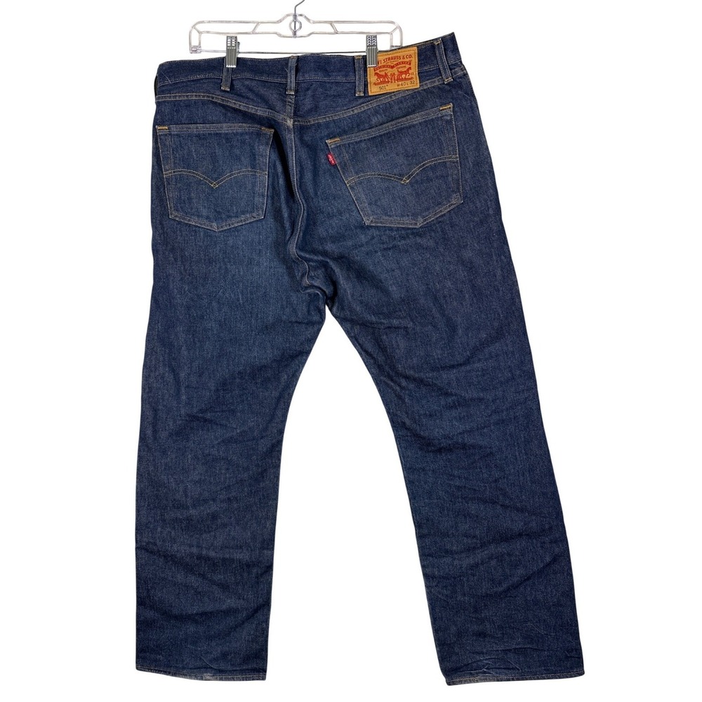 Levis 501 Original Fit Jeans Mens 40x32 Dark Wash Blue Denim Straight Leg 00501